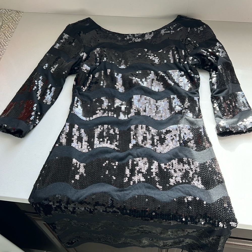 Sexy black sequin dress
